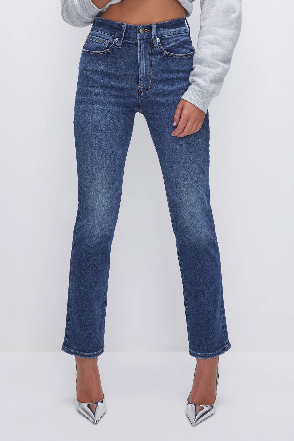 GOOD AMERICAN GOOD LEGS STRAIGHT INDIGO Luxurious Women's High -  end