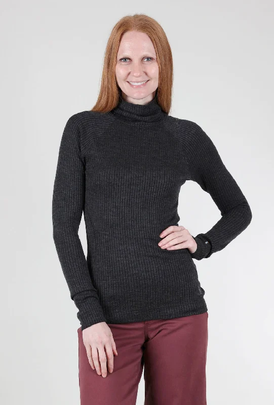 Thermal Rib Turtleneck, Mid Gray Laid - back Women's Vibe