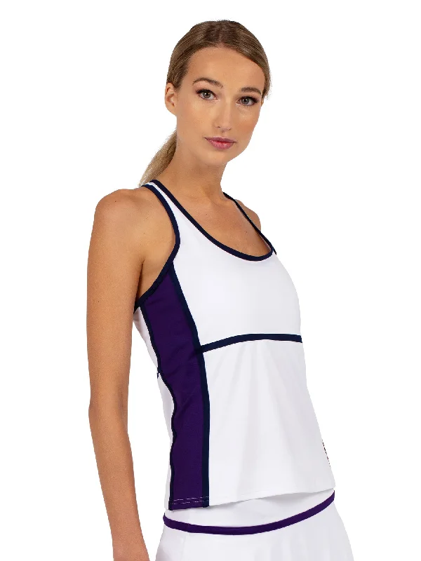 Ashley Racer Tank - White/Imperial/Ink Modern Women's Tech