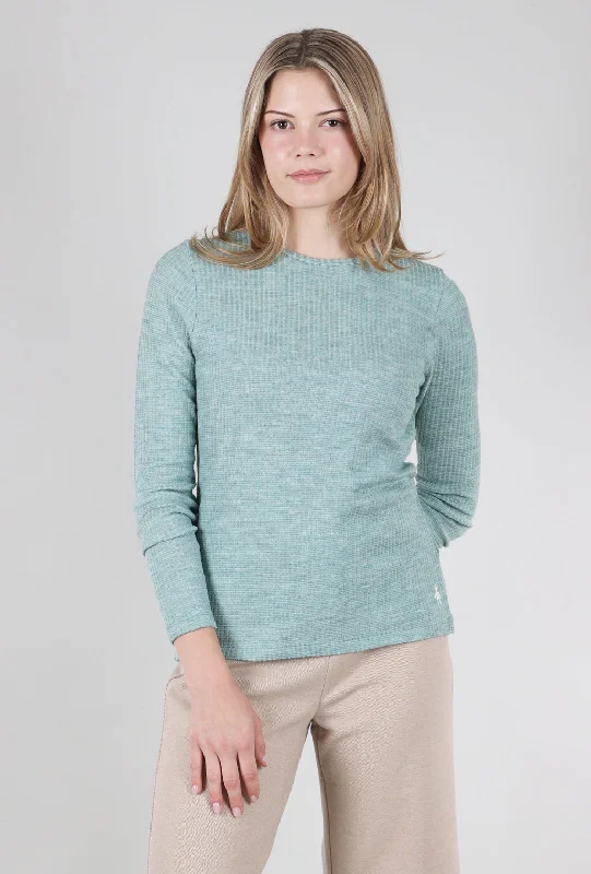Thermal Rib Crew, Arctic Green Heather Sporty Women's Tennis