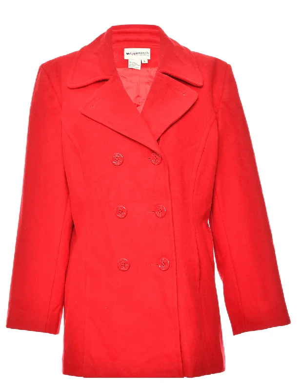 Double Breasted Red Peacoat - L Vacation