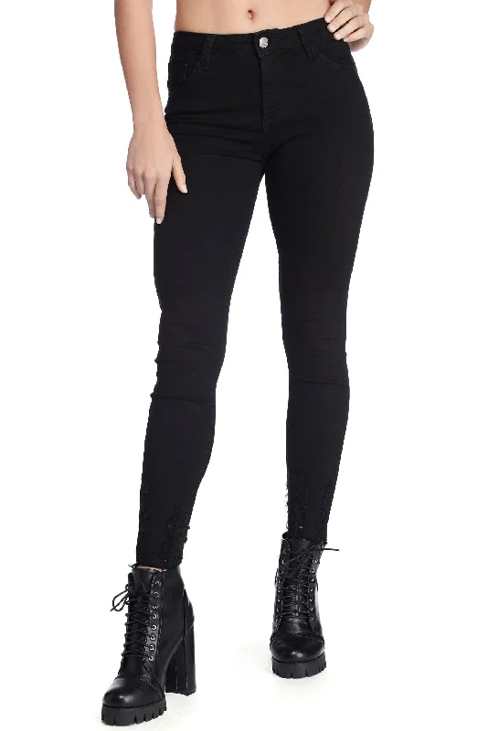 Mid Rise Distressed Ankle Skinny Jeans Preppy Women's College