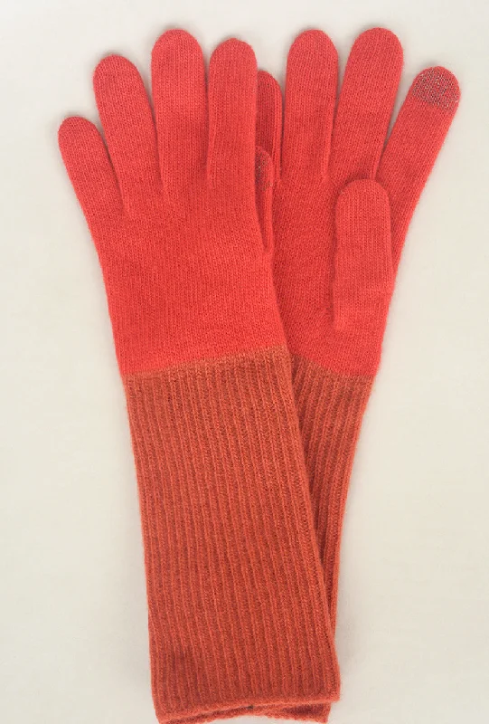 Long Wool/Cashmere Ribbed Knit Glove, Carmine Dynamic Women's High - energy
