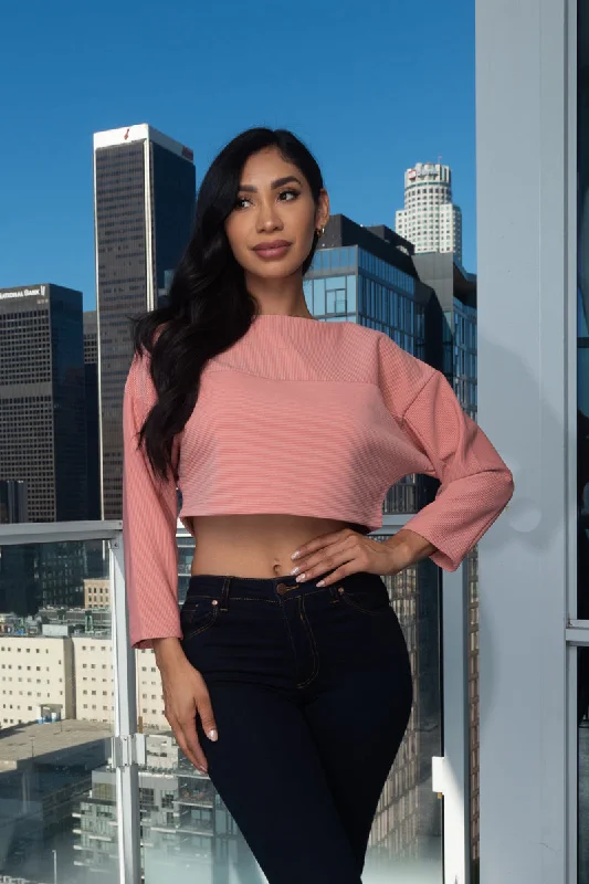 High Neck 3/4 Sleeve Thick Dolman Crop Top (146267) Confident Women's High - fashion High Neck 3/4 Sleeve Thick Dolman Crop Top (146267) Confident Women's High - fashion