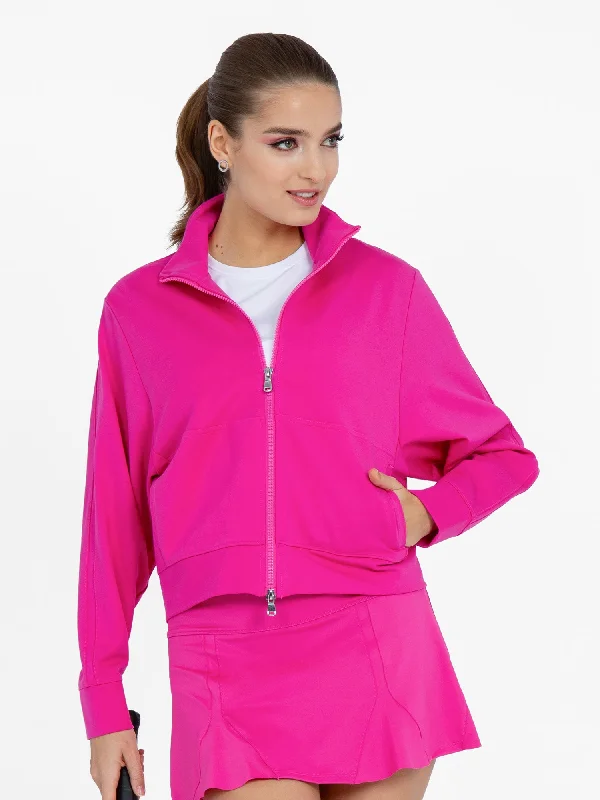 Women's Dolman Sleeve Sofia Knit Jacket - Raspberry Pink Sleek Women's Metallic