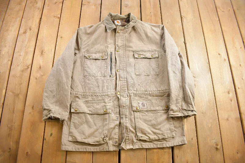 Vintage 1990s Carhartt Beige Ranch Coat Earthy Women's Hemp - based