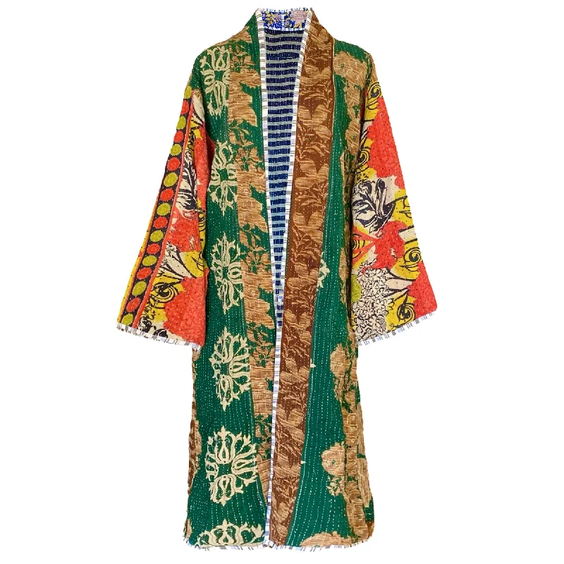 Etalla Cotton Vintage Quilted Kantha Coat ONE OF KIND Hip Women's Urban