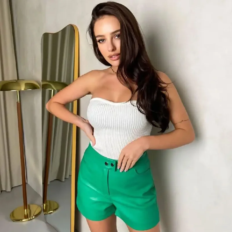 Feminine Sweetheart Neck Ribbed Knit Pullover Tube Top Stylish Women's Tropical 