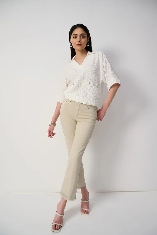 Joseph Ribkoff Moonstone Classic Straight - Leg Jean With Frayed Hem Gym