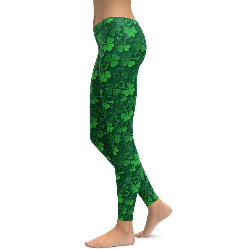 Lucky Shamrock Leggings Athletic Women's High - 