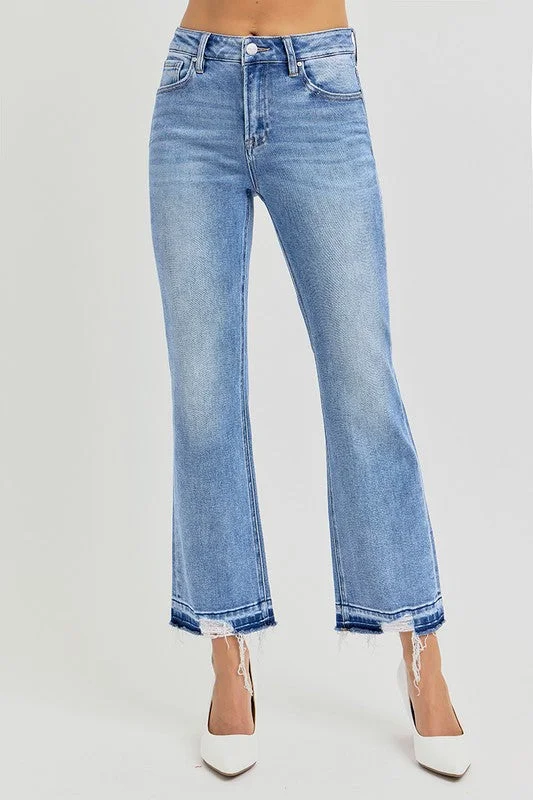 LAUREN HIGH RISE DISTRESSED SHADOW HEM STRAIGHT JEANS Relaxed Women's Beachy