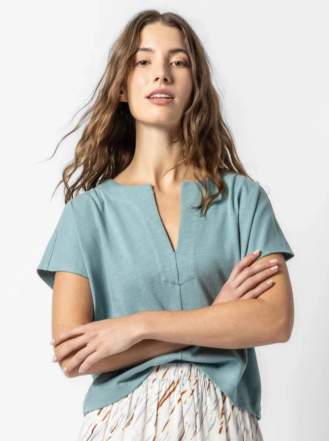 Split Neck Tee Cozy Women's Sherpa - lined