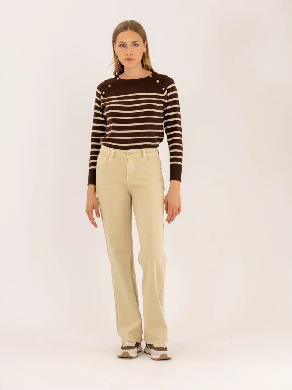 Jean droit large classique beige Cool Women's Skate