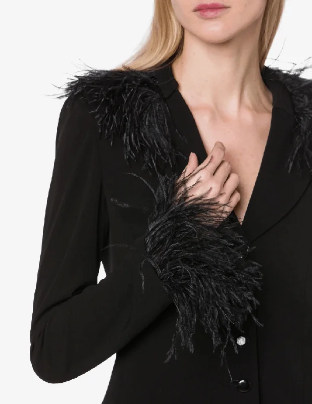 Black jacket with feathers Vintage Women's 1970S 