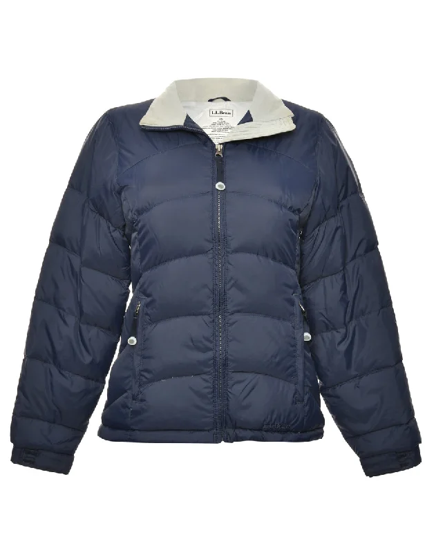 Navy Zip-Front Puffer Jacket - XS Refined Women's Classic 