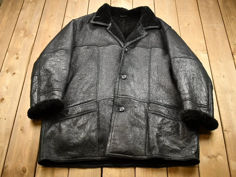 Vintage 1980s Pronto Uomo Leathers Oversized Leather Fleece Lined Jacket Elegant Women's Formal 