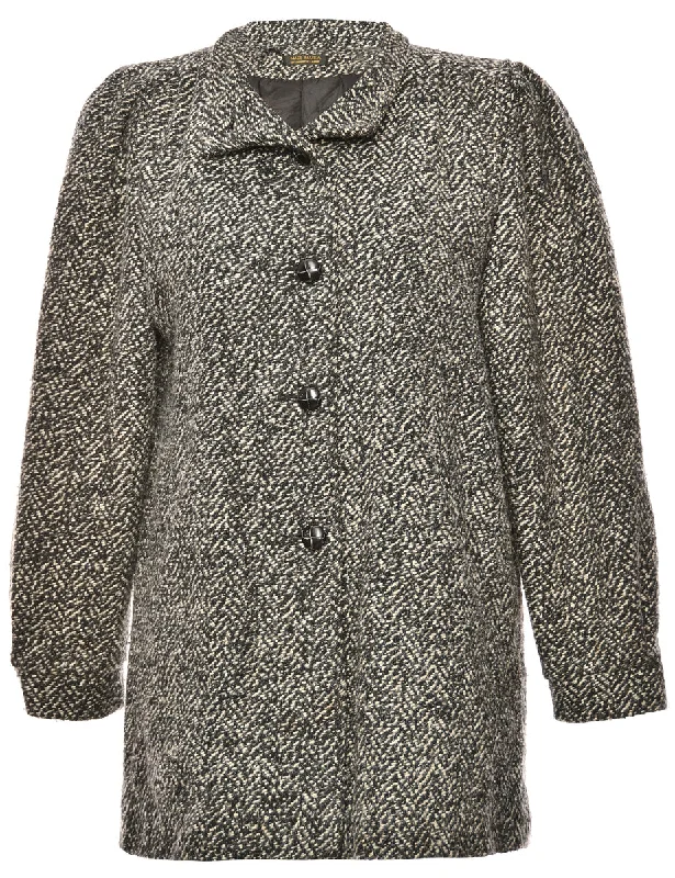 Single Breasted Grey Classic Coat - L French