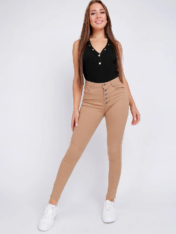 Jean jaune sable détail 5 boutons Refined Women's Classic 