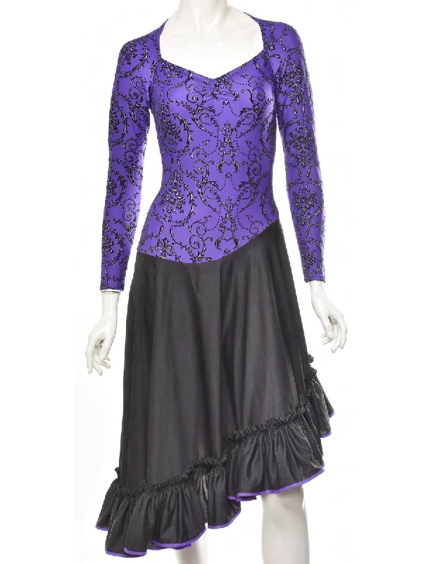 Two Tone Black & Purple Jumpsuit - S Sharp Women's Italian