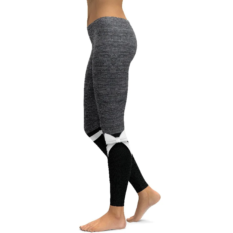 Grey Faux Heathered Bow Leggings Street