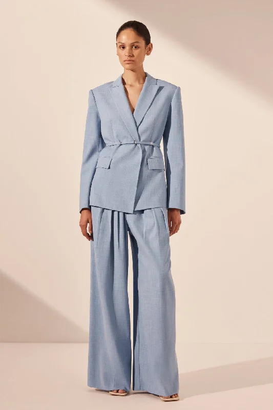 ASHER BELTED BLAZER - CHAMBRAY BLUE Youthful Women's Anime - inspired