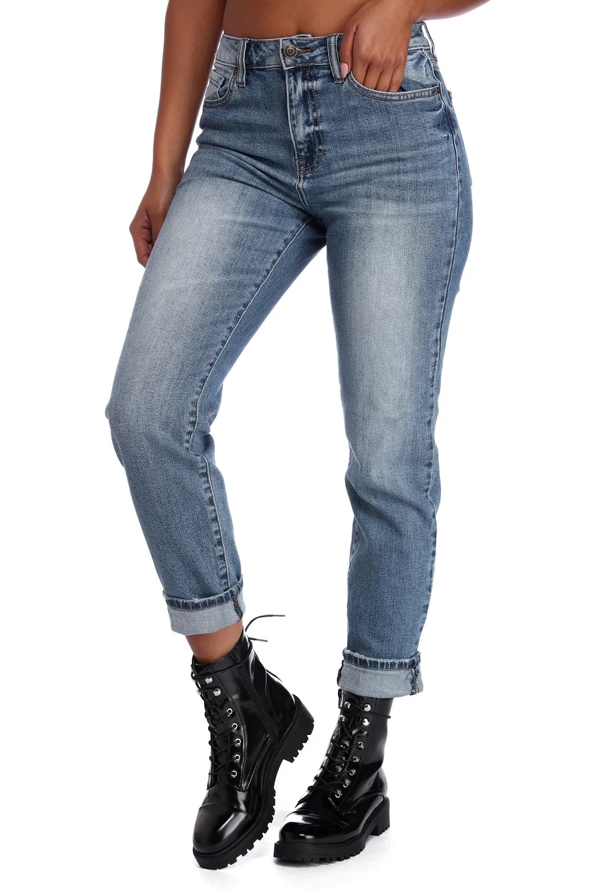 Super High Rise Mom Jeans Cozy Women's Sherpa - lined