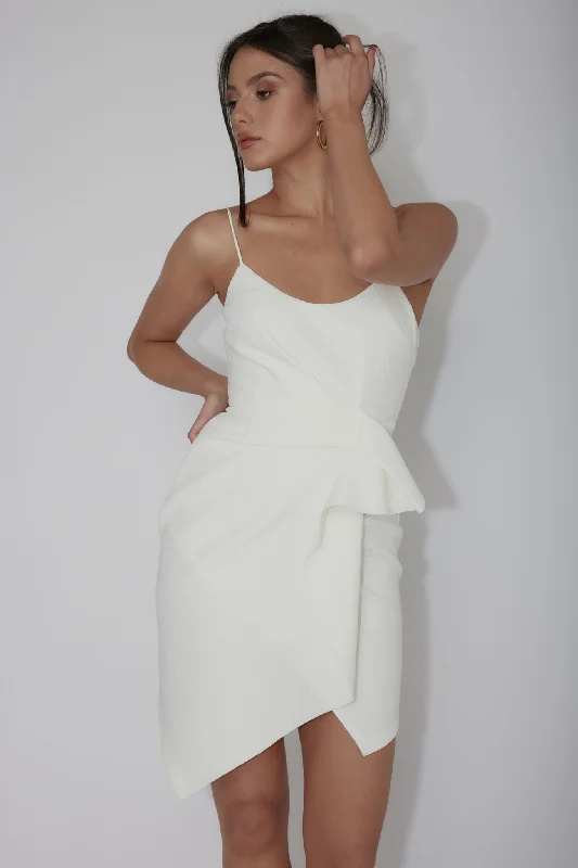 Tesla Cami Strap Sculpted Fabric Dress White Stylish Women's Neon