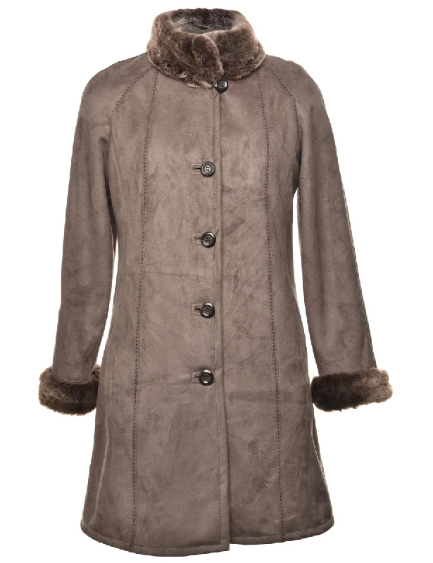 Single Breasted Faux Fur Coat - L Women