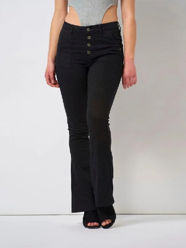 Jean flare 4 boutons Classic Women's Tweed