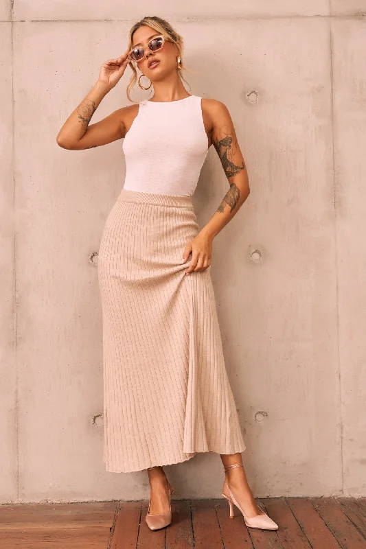 Join Us Knit Maxi Skirt - Sand Sophisticated Women's 
