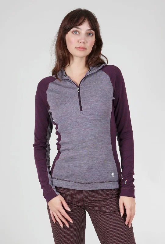 Classic Thermal Merino 1/2 Zip Hoodie, Violet/Purple Iris Geometric