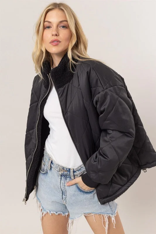 Style Expedition Reversible Faux Fur Puffer Jacket Sophisticated Women's 