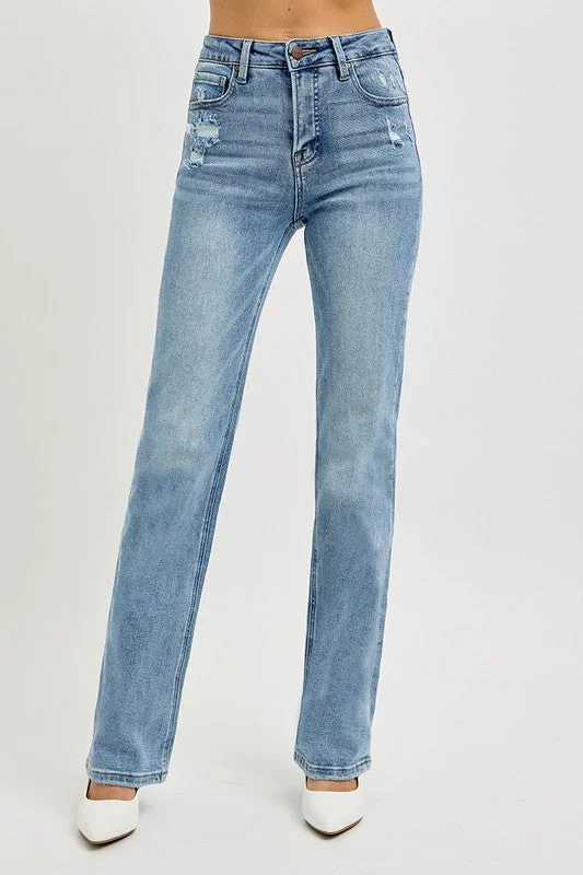 ALYSSA TUMMY CONTROL HIGH RISE STRAIGHT DISTRESSED JEANS European