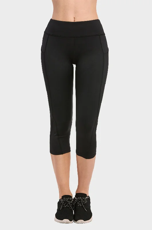 SOFRA LADIES ATHLETIC CAPRI LEGGING (AL4001) Sleek Women's Metallic