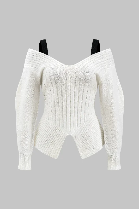 Contrast V-neck Sweater Long-Sleeve Top Australian Beach