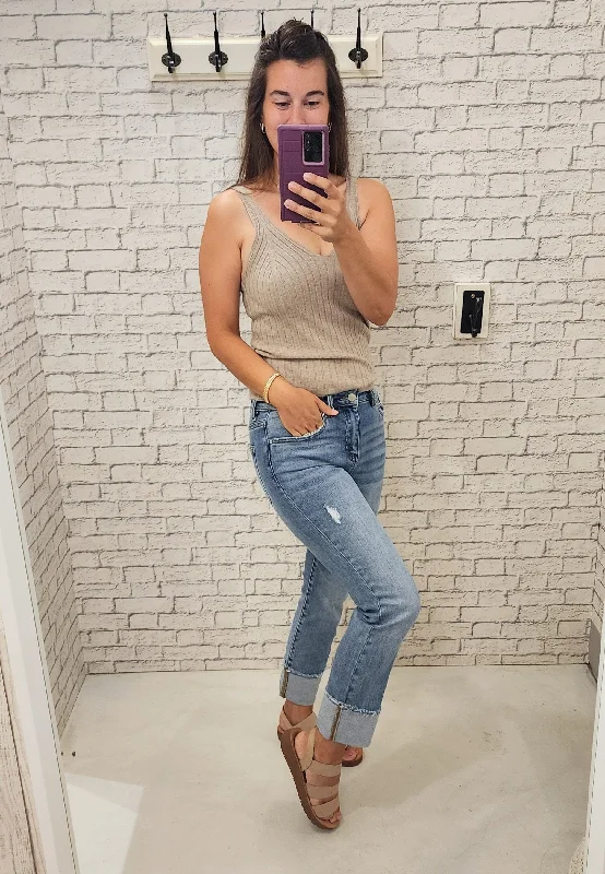 MORGAN HIGH RISE CUFFED SLIM STRAIGHT LEG JEANS Bohemian Women's Free