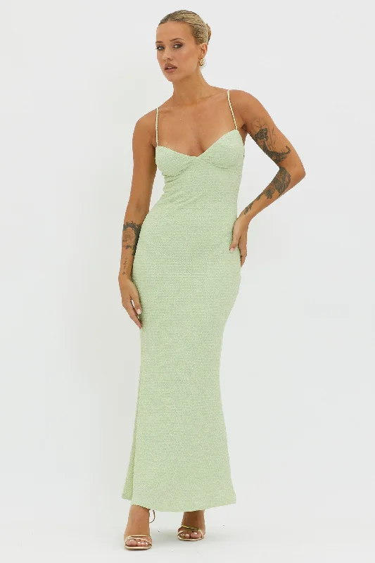 Lennox Elastic Back Bodycon Dress Sage Relaxed Women's 