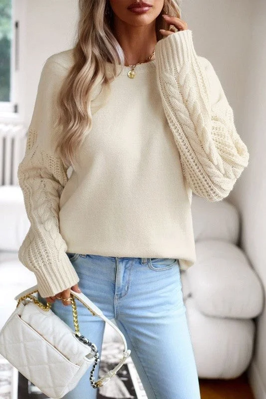 Cable Knit Sleeve Sweater *Online Only* Confident Women's High - fashion