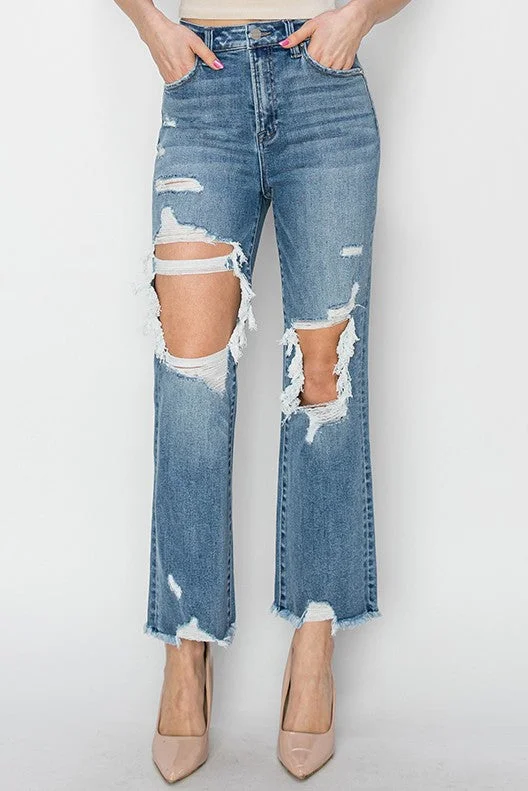 AARON HIGH RISE CROP STRAIGHT JEANS Sophisticated Women's 