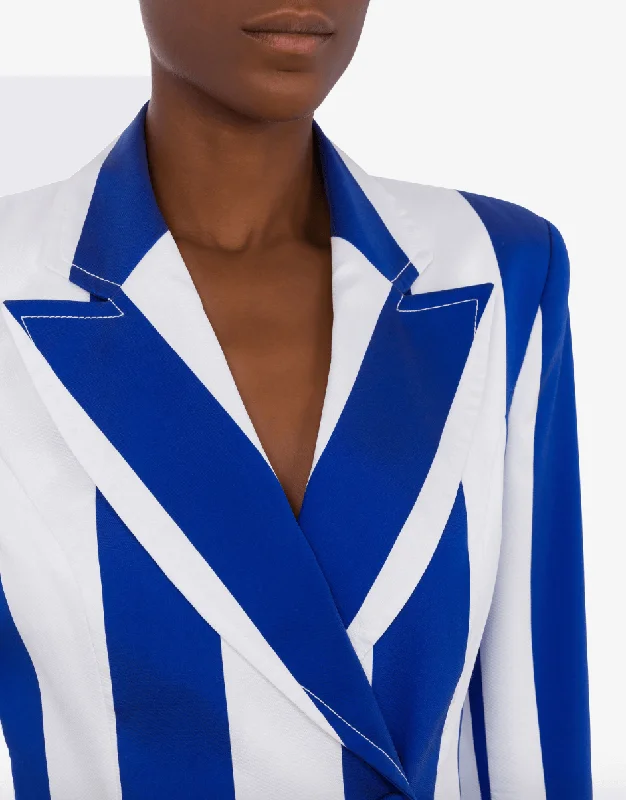 stripe-print blue blazer Feminine Women's Style 