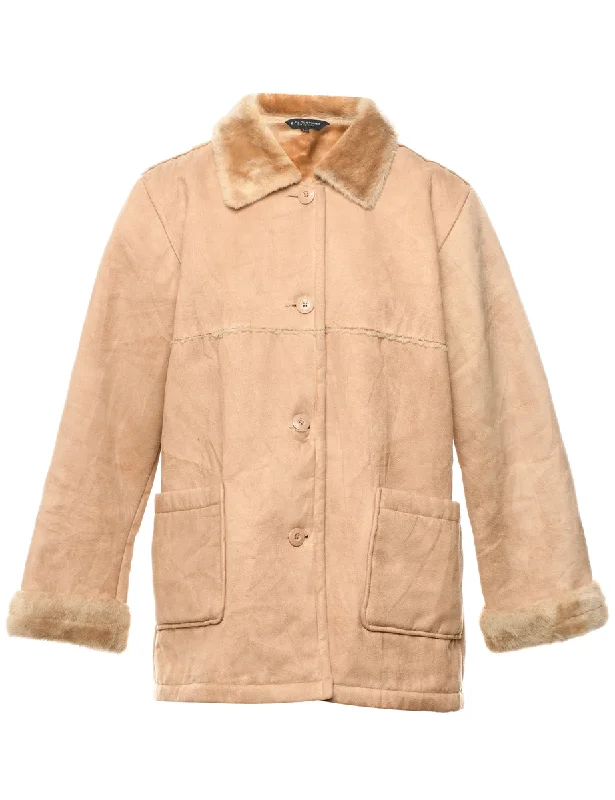 Light Brown Shearling Lined Coat - L Vacation