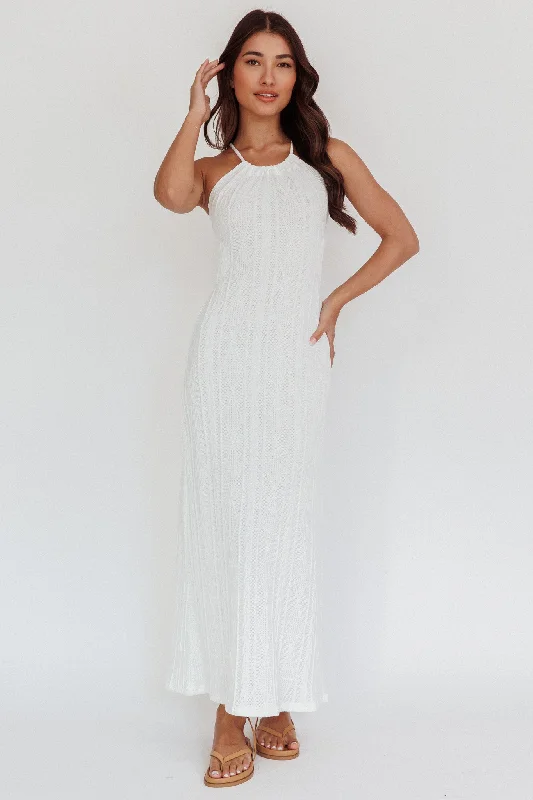 St. Croix Backless Knit Maxi Dress Cream Dapper Women's Bow - adorned