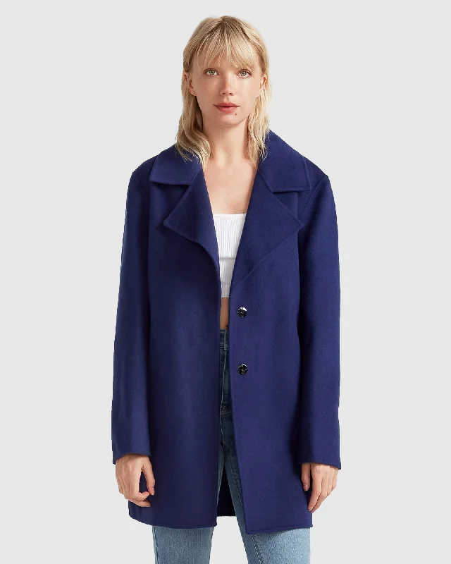 NEW FIT Ex-Boyfriend Wool Blend Oversized Jacket - Midnight Blue Artistic Women's Avant - 