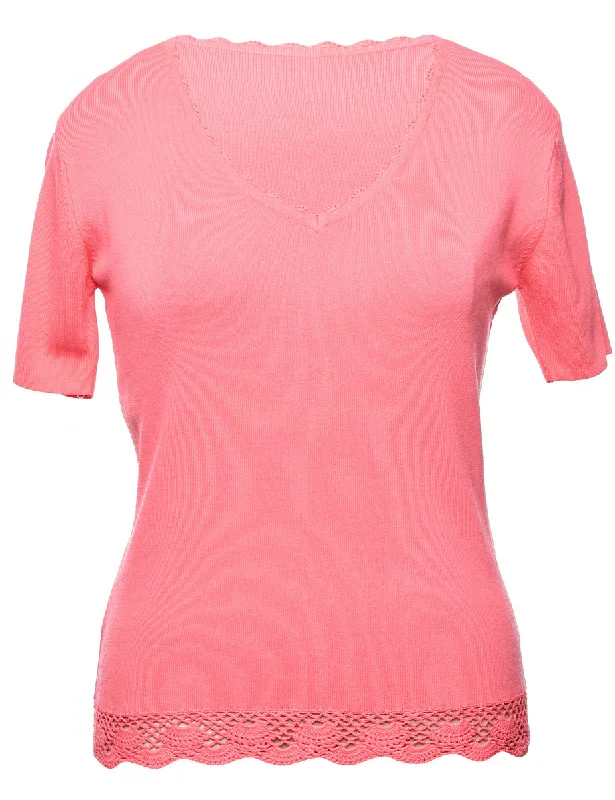 Salmon Pink Jumper - M Relaxed Women's Beachy