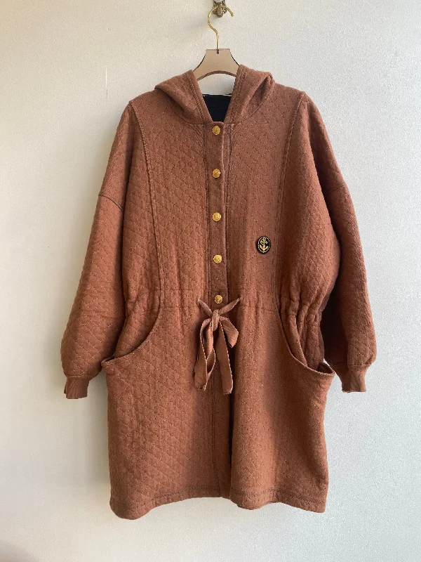 SONIA RYKIEL Paris | Burnt Orange Waist Cinch Button-Up Quilted Jacket (Vintage) Gym