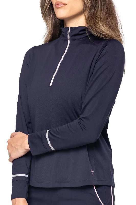 Navy/Rose Pink Fabulous Mock Pullover garde