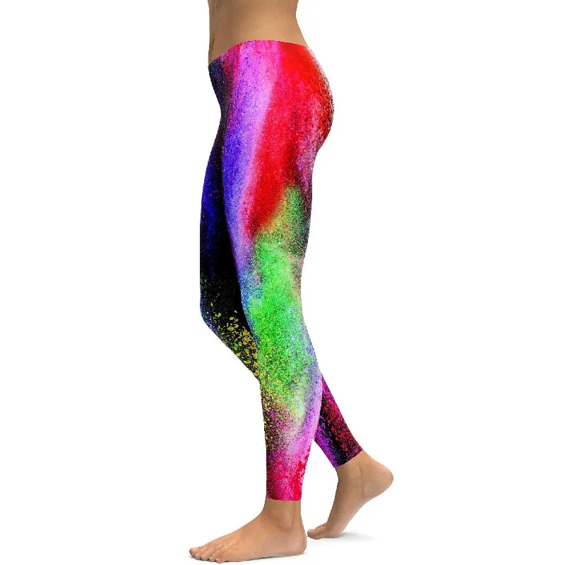 Colorful Powder Explosion Leggings Refined Women's Hand - crafted