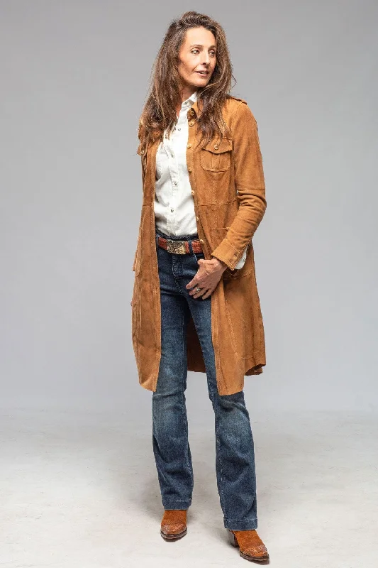 Savannah Long Leather Tunic In Tobacco Luxurious Women's High -  end