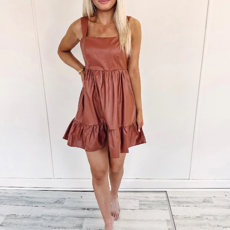 Jessy Leather Dress Earthy Women's 