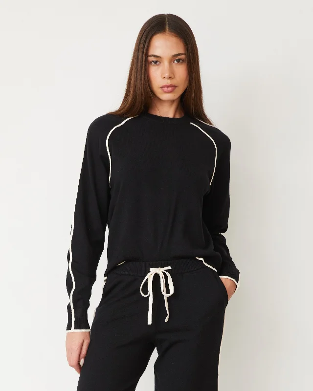 Lightknit Sweater With Contrast Piping Sleek Women's Metallic